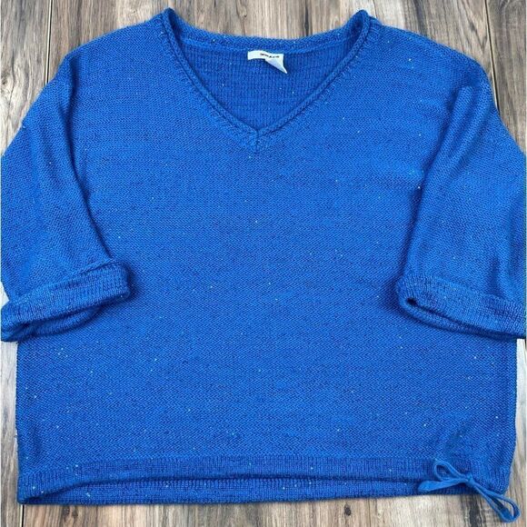 DKNY Jeans V-Neck sequin embellished 3/4 length sleeve sweater. Womens XL - Picture 1 of 10
